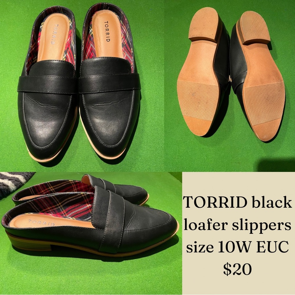 Torrid Black Loafers with Plaid Lining